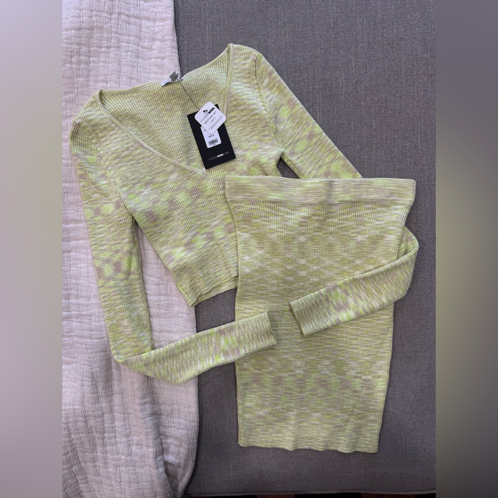 Nwt Fashion Nova Skirt Crop Top Set